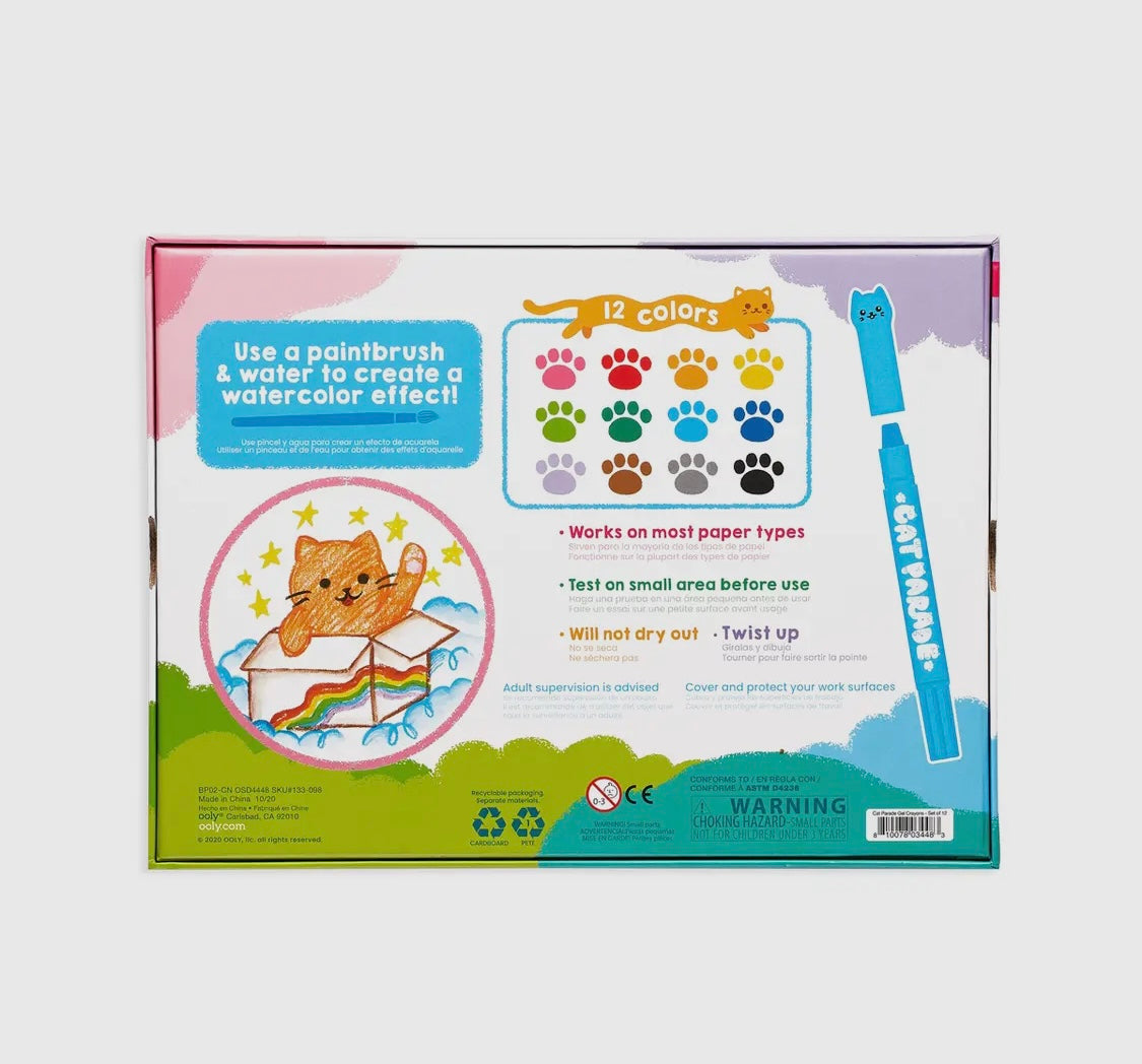 Cat Parade Gel Crayons - Set of 12