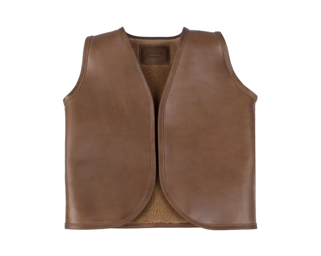 Noa Gilet | Bear | Cognac Classic Leather 5-6y